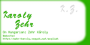 karoly zehr business card