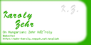 karoly zehr business card